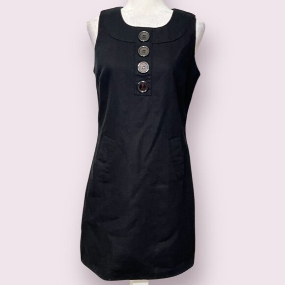 Richard Malcoim Women's Pencil Dress Black Linen Blend Pockets Size 8 - Picture 1 of 11